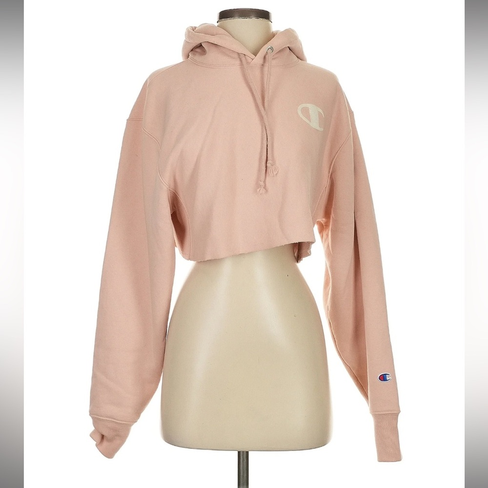 CHAMPION CROPPED PINK HOODIE